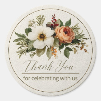 Thank You for Celebrating with Us — Floral Ring Bo Runder Aufkleber
