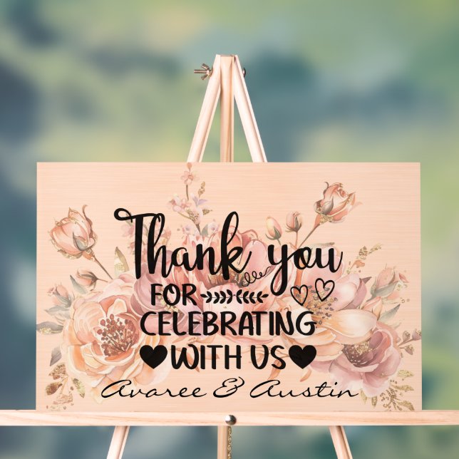Thank You for Celebrating With Us Wedding Acrylschild (Neutral)