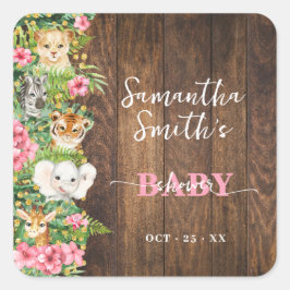 Thank You for Coming Safari Rustic Pink Shower Quadratischer Aufkleber