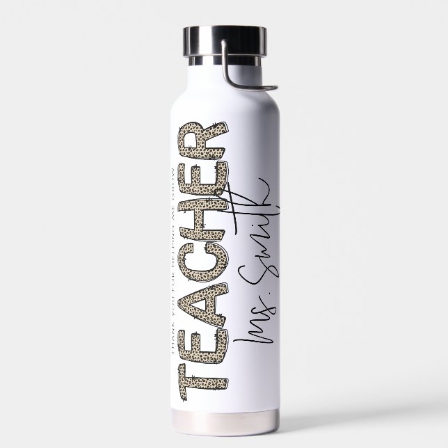 Thank You for Helping Me Grow Leopard Teacher Name Trinkflasche (Links)
