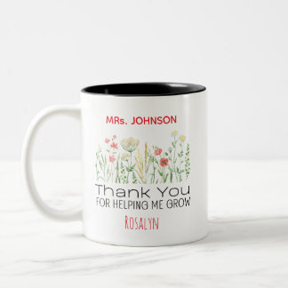 Thank You For Helping Me Grow Personalized Teacher Zweifarbige Tasse