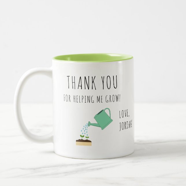 Thank you for Helping me Grow Watering Can Zweifarbige Tasse (Links)