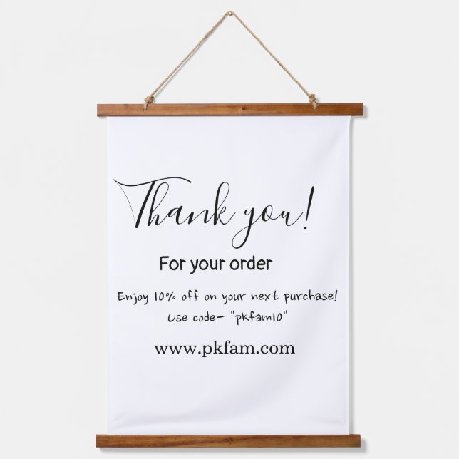 Thank you for purchase pink family business detail wandteppich mit holzrahmen (Vorderseite)