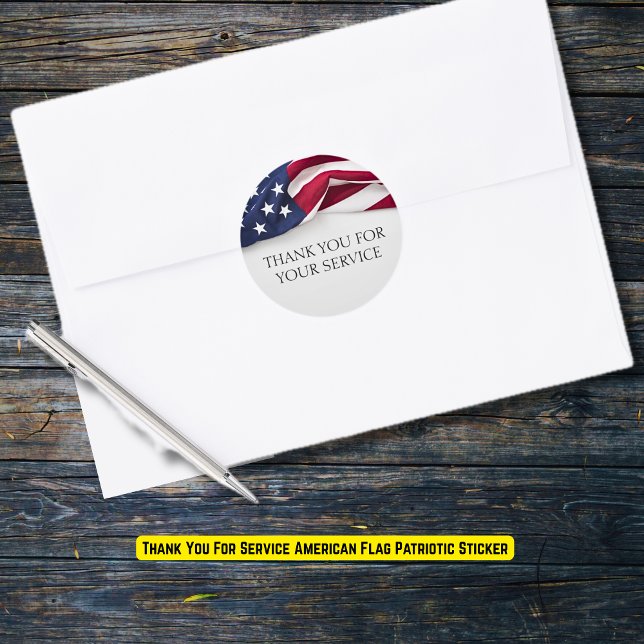 Thank You For Service American Flag Patriotic Runder Aufkleber (Thank You For Service American Flag Patriotic Classic Round Sticker
)