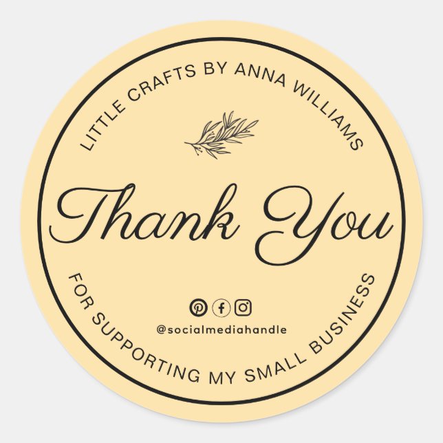 Thank You For Supporting My Small Business Runder Aufkleber (Vorderseite)