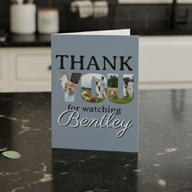 Thank You For Watching Our Dog Photo Card Dankeskarte (Send a personalized thank you note to friends and family who cared for your furry friend!)