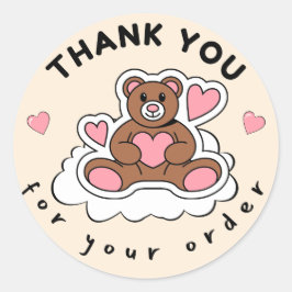 Thank You For Your Order Cute Bear Packaging Stick Runder Aufkleber