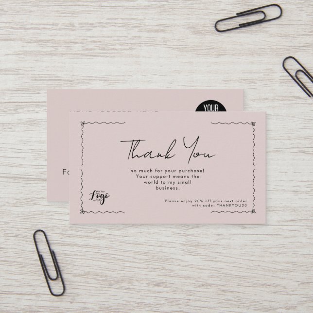Thank You for Your Purchase Small Business Card |  Visitenkarte (Vorderseite/Rückseite Beispiel)
