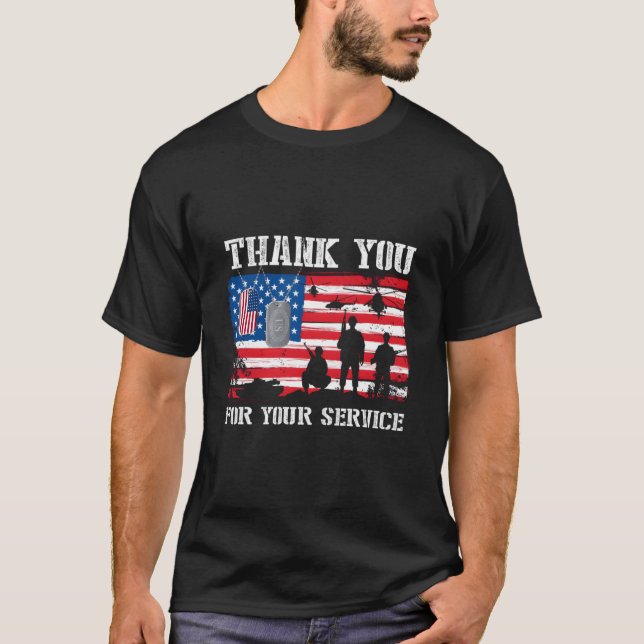 Thank You For Your Service American Flag Veterans  T-Shirt (Vorderseite)