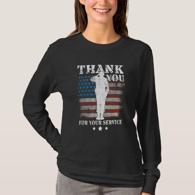 Thank You For Your Service American Flag Veterans  T-Shirt (Vorderseite)