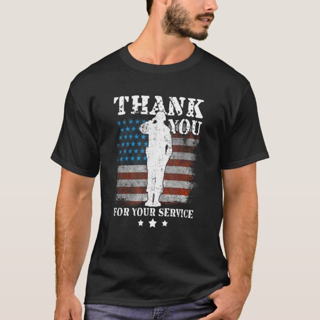Thank You For Your Service American Flag Veterans  T-Shirt (Vorderseite)
