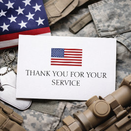 Thank You For Your Service Red blue American Flag Dankeskarte