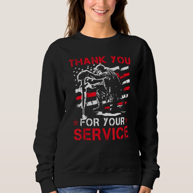 Thank You For Your Service Veteran US Flag Veteran Sweatshirt (Vorderseite)