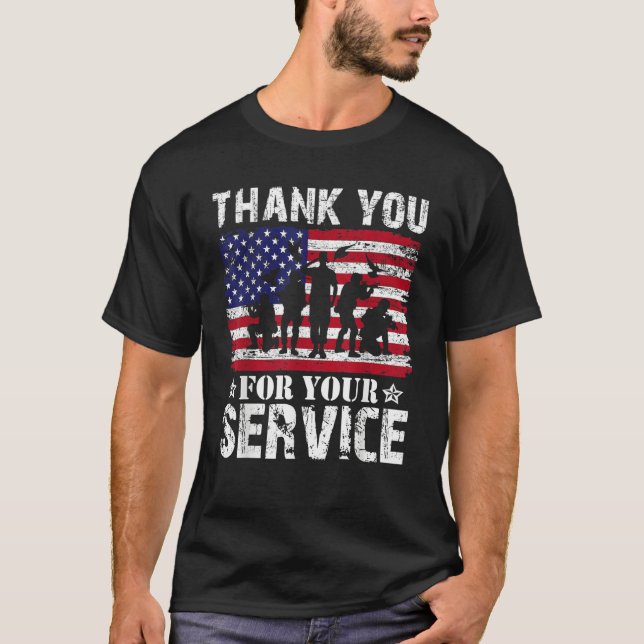 Thank You For Your Service Veteran US Flag Veteran T-Shirt (Vorderseite)