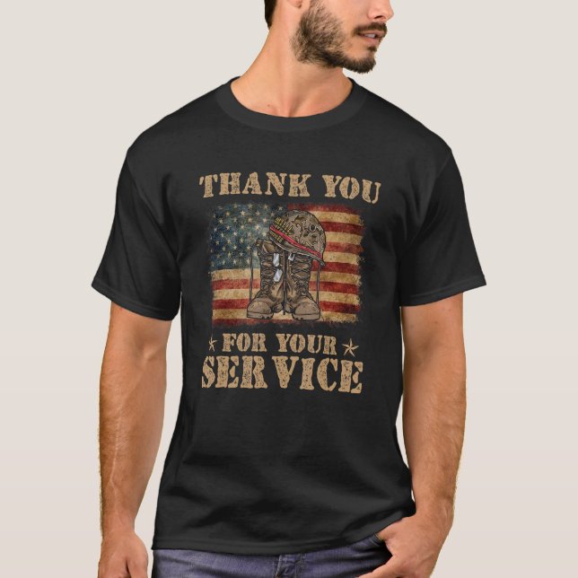 Thank You For Your Service Veteran US Flag Veteran T-Shirt (Vorderseite)
