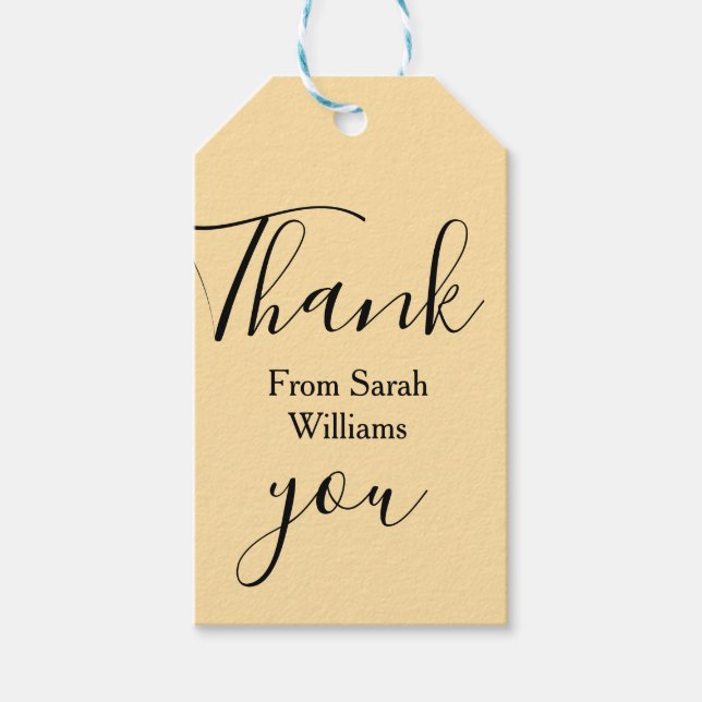 Thank you from add name yellow Pastel boho wedding Geschenkanhänger (Vorderseite)