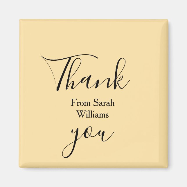 Thank you from add name yellow Pastel boho wedding Magnet (Vorne)