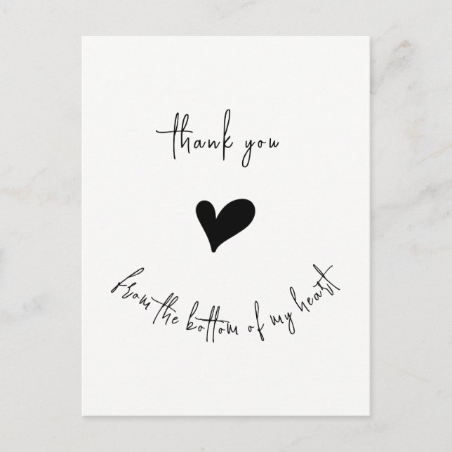 Thank You From Bottom of my Heart Cute Minimalist Postkarte (Vorderseite)