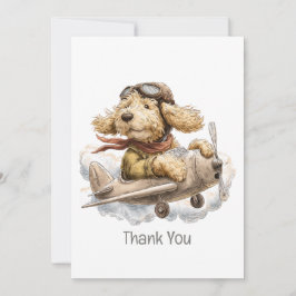 Thank You Goldendoodle Dog Pilot Airplane Dankeskarte
