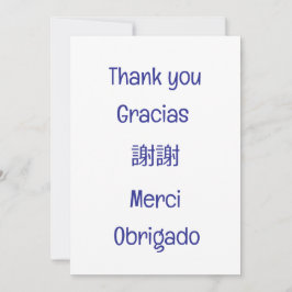 Thank you-Gracias-謝謝-Merci-Obrigado Blank blue Dankeskarte