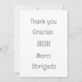 Thank you-Gracias-謝謝-Merci-Obrigado Blank grey Dankeskarte