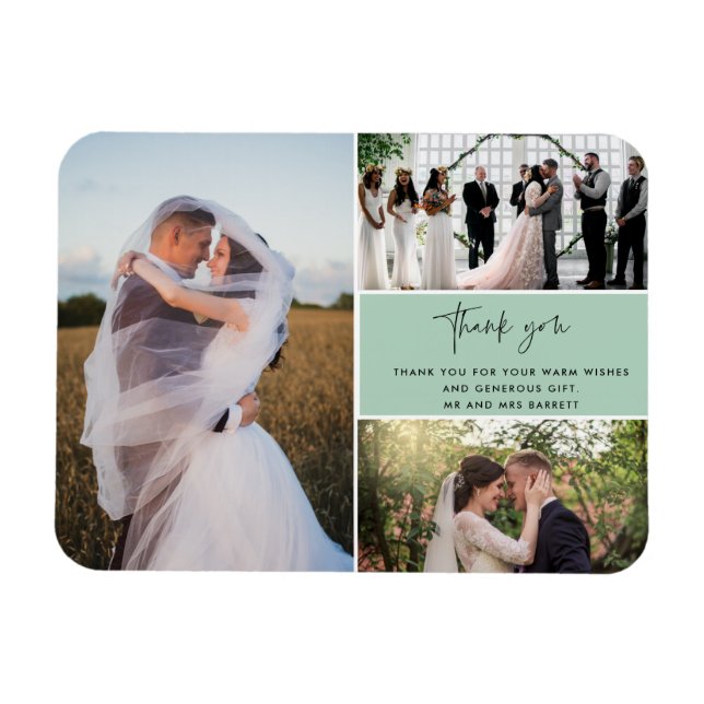 Thank You Green Three Foto von Leimwedding Magnet (Horizontal)