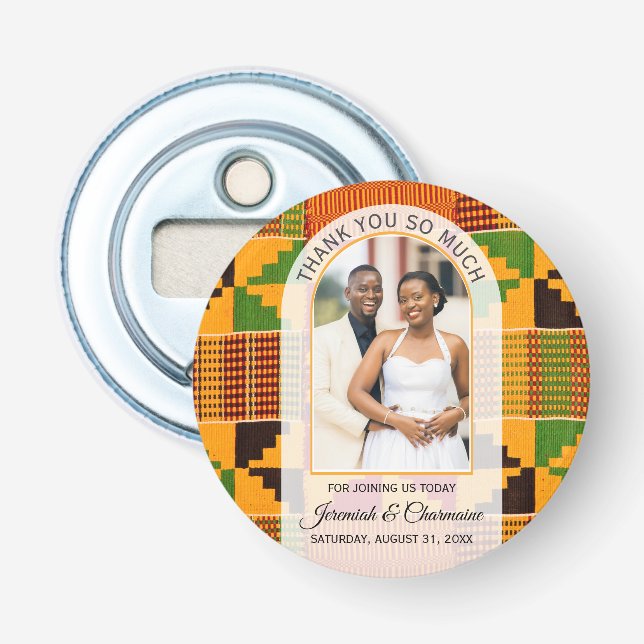 THANK YOU GUEST FAVORS Africa Ghana Kente WEDDING  Flaschenöffner (Vorderseite)
