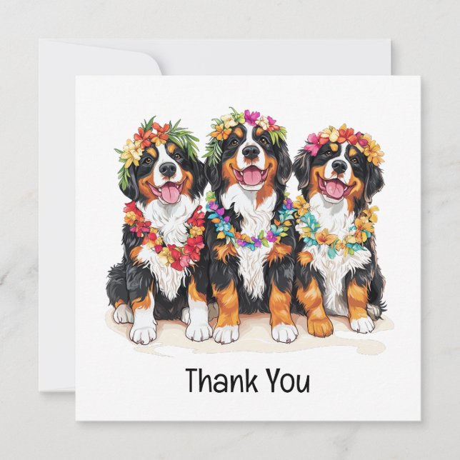 Thank You Hawaiian Bernese Mountain Dogs Dankeskarte (Vorderseite)
