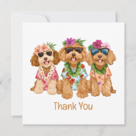 Thank You Hawaiian Goldendoodle Dogs Flower Lei Dankeskarte