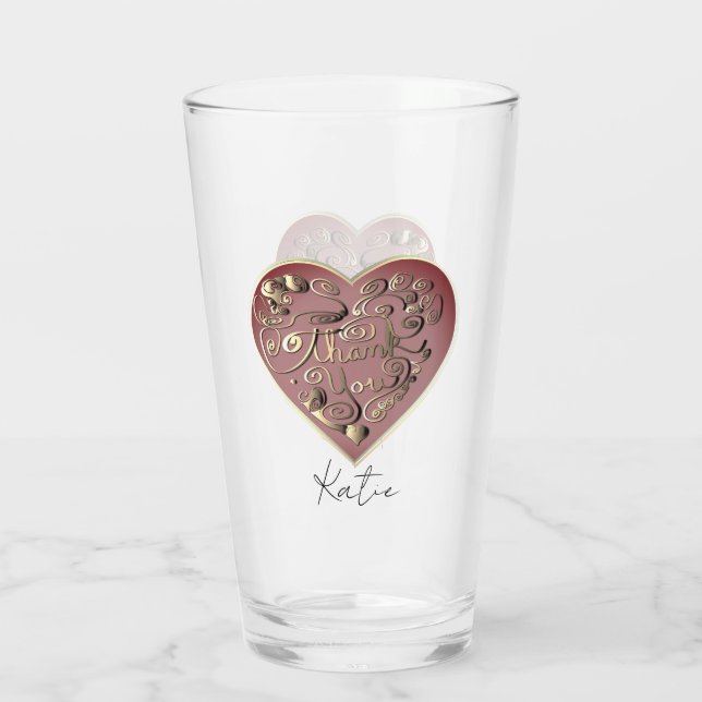 "Thank you" Heart Glass Cup Glas (Rückseite)