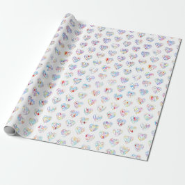 Thank you & heart in 44langs as ♡shaped DC pattern Geschenkpapier