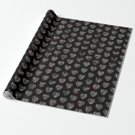 Thank you & heart in 44langs as WH ♡shaped pattern Geschenkpapier