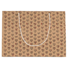 Thank you & hearts in 44langs as BK♡shaped pattern Große Geschenktüte