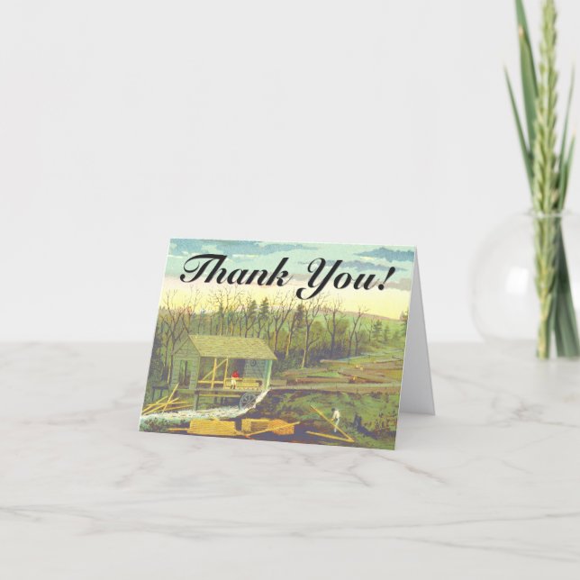 "Thank You!" + Historical Rustic Lumber Mill Karte (Vorderseite)