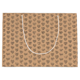 Thank you in 44langs as black heart shaped pattern große geschenktüte
