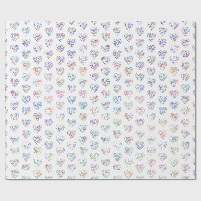 Thank you in 44langs as heart shaped DC pattern Geschenkpapier (Flach)