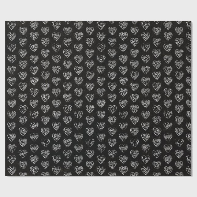 Thank you in 44langs as white heart shaped pattern geschenkpapier (Flach)