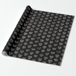 Thank you in 44langs as white heart shaped pattern geschenkpapier