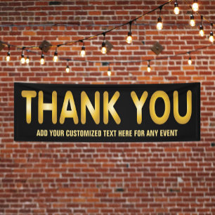 Thank You in Gold with custom text Banner
