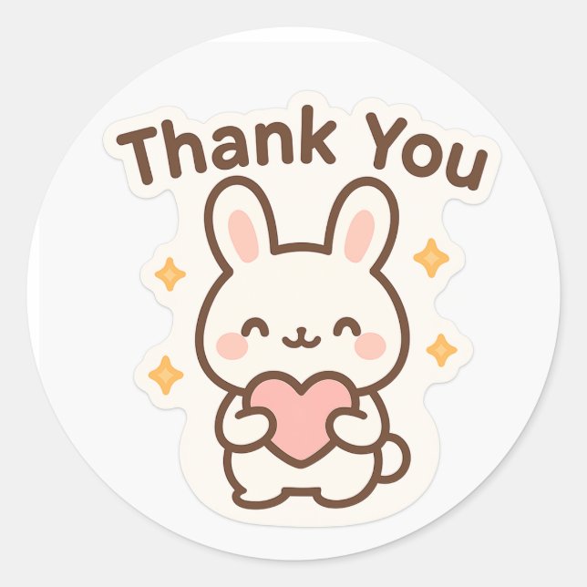 Thank You Kawaii Bunny Sticker (Vorderseite)