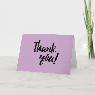 Thank You Lilac Purple Pastel Black Brush Script Dankeskarte