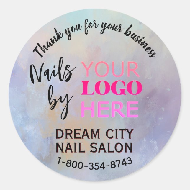 Thank You Logo Manicure Nail Salon Small Business  Runder Aufkleber (Vorderseite)