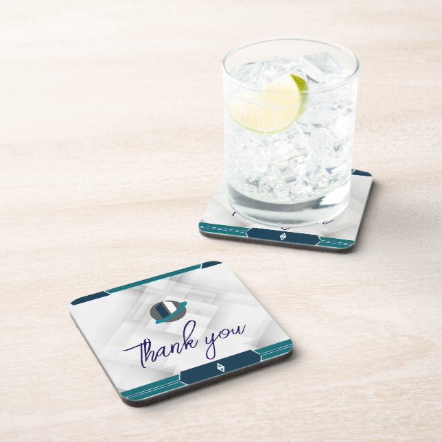 Thank you & Logo white Getränkeuntersetzer (Rechte Seite)