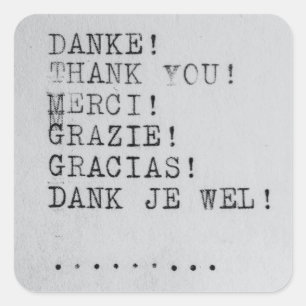 Thank you Many Languages Quadratischer Aufkleber