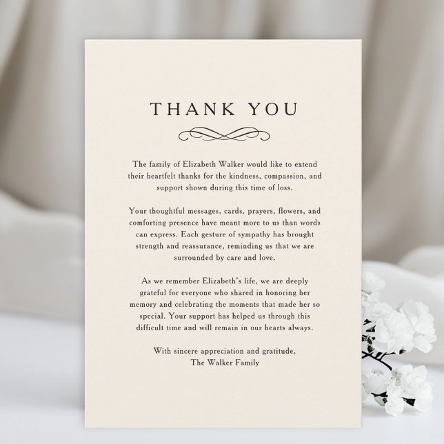 Thank you - Memorial Funeral Beige Card Dankeskarte (Thank you - Memorial Funeral Beige Card)