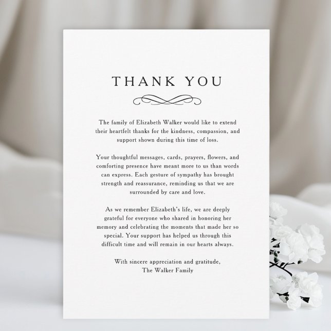 Thank you - Memorial Funeral White Card Dankeskarte (Thank you - Memorial Funeral White Card)