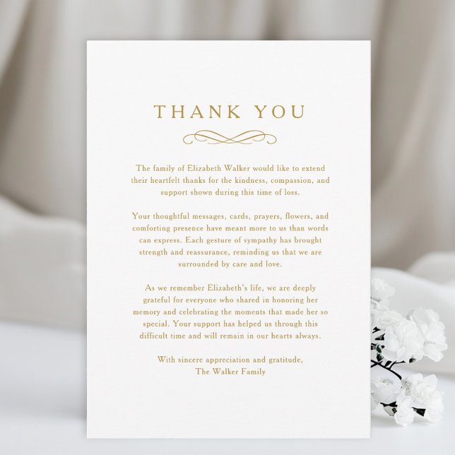 Thank you - Memorial Funeral White Card Dankeskarte (Thank you - Memorial Funeral White Card)