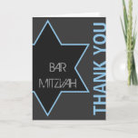 Thank you Modern Bar Mitzvah Dankeskarte<br><div class="desc">Modern grey & blue bat Mitzvah Thank You card.</div>