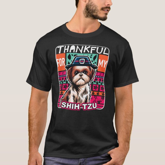 Thank You My Shih Tzu Dog Scarf Pilgrim Happy Than T-Shirt (Vorderseite)