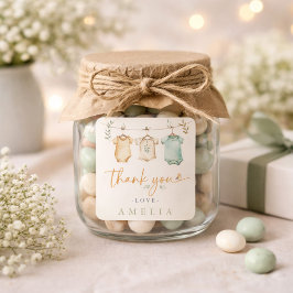 Thank You Neutral Baby Clothesline Baby Shower Quadratischer Aufkleber